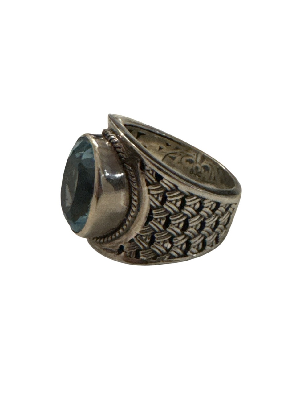 Vintage Sterling Silver Samuel Benham BJC Blue Topaz Ring Woven Byzantine - Picture 4 of 6